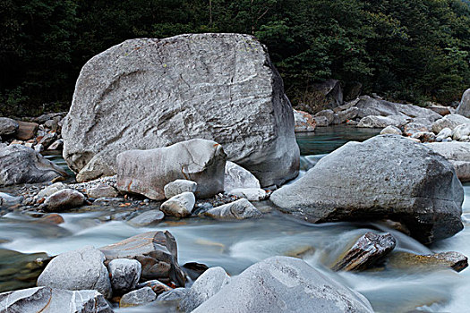 水,石头,山谷,提契诺河,瑞士,欧洲