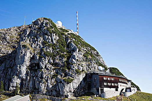 顶峰,信号发射塔,观测,山,巴伐利亚阿尔卑斯山,上巴伐利亚,巴伐利亚,德国,欧洲