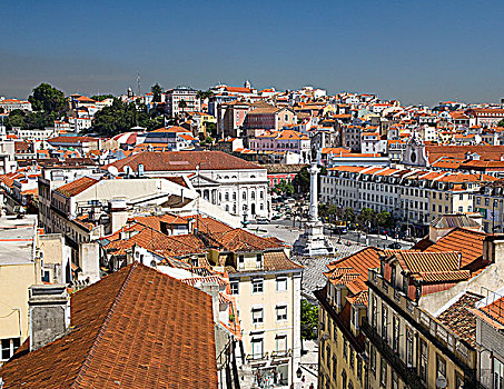 葡萄牙,里斯本,俯视图,罗斯奥广场