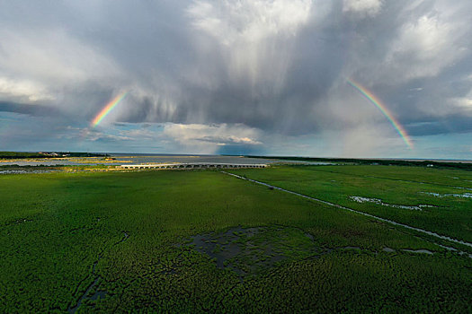 兴凯湖湿地彩虹云天