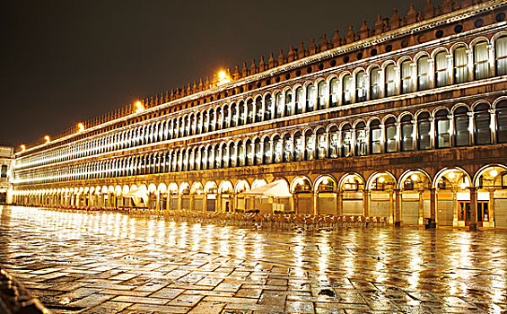 夜晚,广场,威尼斯,意大利