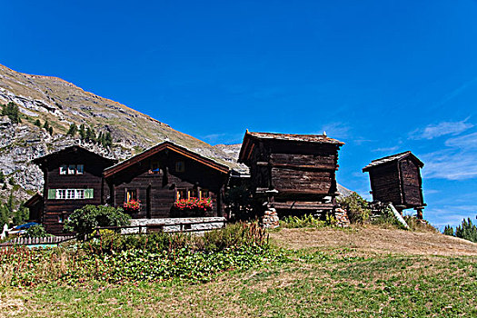木质,瓦莱,房子,地区,策马特峰,瓦莱州,瑞士,欧洲