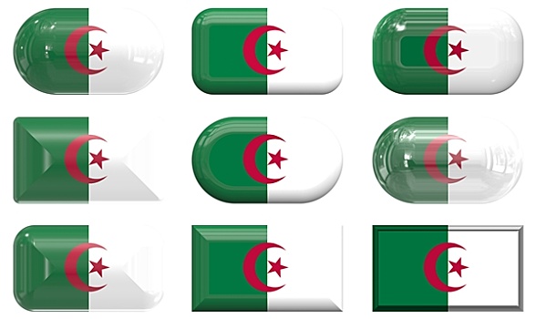玻璃,扣,旗帜,阿尔及利亚