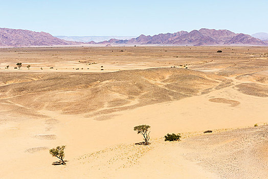 航拍,荒漠景观,后面,山脉,索苏维来地区,纳米布沙漠,纳米比诺克陆夫国家公园,纳米比亚,非洲