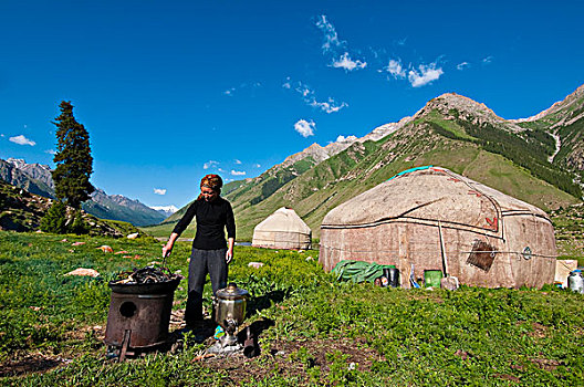 吉尔吉斯斯坦,省,山谷,烤炉,著名,面包
