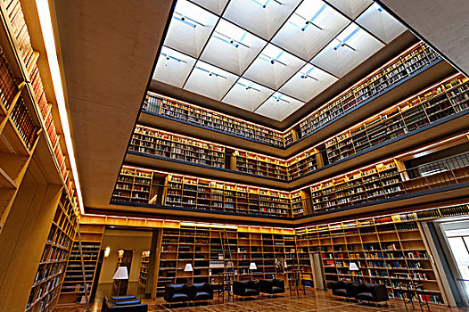 书架,大厅,学习,中心,魏玛,图林根州,德国,欧洲