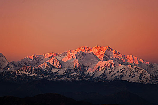 印度,西孟加拉,国家公园,风景,积雪,干城章嘉峰