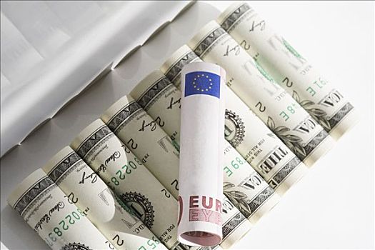 欧盟,欧元钞票,美元钞票