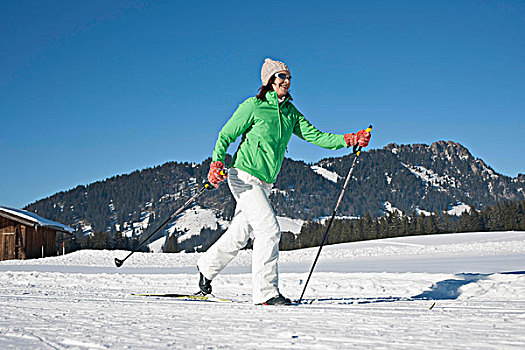 越野,滑雪,女人