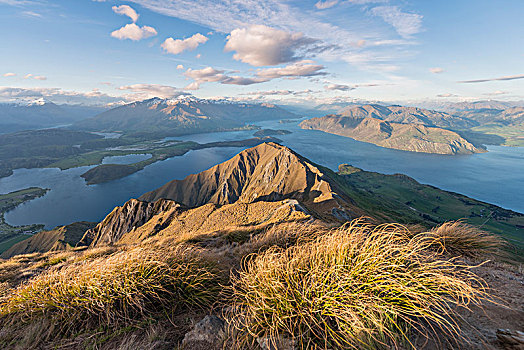 风景,山,湖,顶峰,瓦纳卡湖,南阿尔卑斯山,奥塔哥地区,南部地区,新西兰,大洋洲