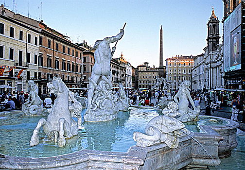 喷泉,纳佛那广场,罗马,意大利,欧洲