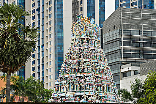 印度教,楼塔,高层建筑,背影,地区,小印度,新加坡,东南亚