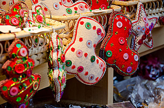 瑞士,巴塞尔,寒假,市场,特色,手工制作,布,圣诞装饰,扣,珠子