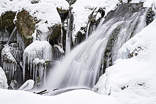 米拉,瀑布,冰,冬天,长时间曝光,下奥地利州,奥地利,欧洲