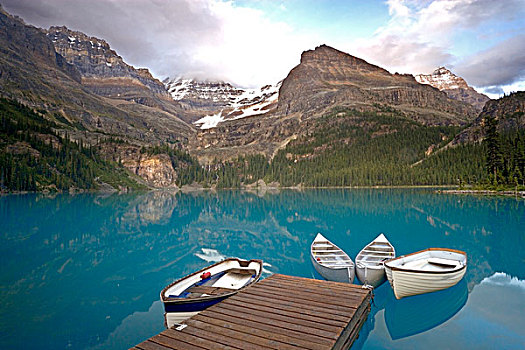 加拿大,不列颠哥伦比亚省,幽鹤国家公园,泊船,码头,湖