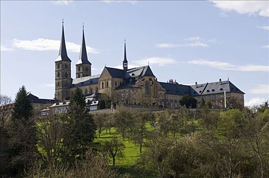 教堂,本笃会修道院,班贝格,上弗兰科尼亚,弗兰克尼亚,巴伐利亚,德国