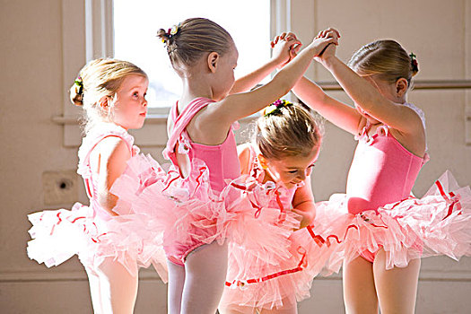 四个,女孩,2-3岁,4-5岁,练习,芭蕾舞室