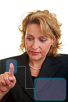 职业女性,按压,手指,数码,信息,感应