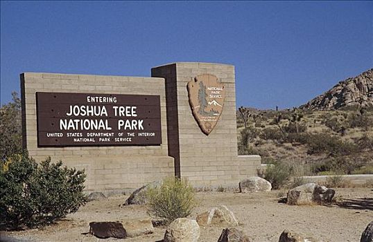 标识,约书亚树国家公园,加利福尼亚,美国,北美