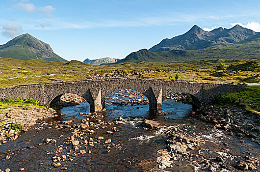 桥,顶峰,山,山脉,斯凯岛,苏格兰,英国,欧洲