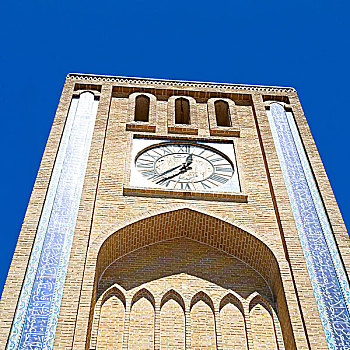 伊朗,老,亚兹德,城市,老式,砖,钟楼,靠近,天空