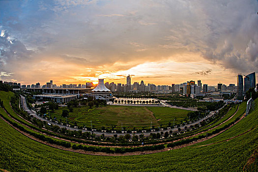 傍晚晚霞夜景