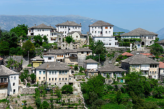 特色,石头,建筑,城镇景色,吉洛卡斯特拉,阿尔巴尼亚,欧洲