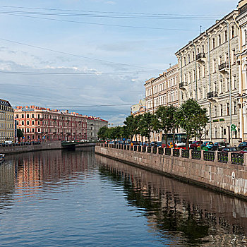 建筑,汽车,河,彼得斯堡,俄罗斯