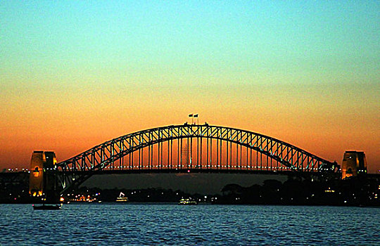 日落,上方,悉尼港大桥,澳大利亚
