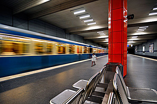地铁,车站,施瓦宾格,慕尼黑,巴伐利亚,德国,欧洲