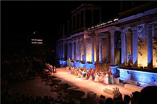 梅里达,罗马剧场,节日,表演
