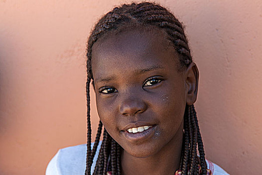 纳米比亚人,女孩,辫子,头像,达马拉兰,纳米比亚,非洲