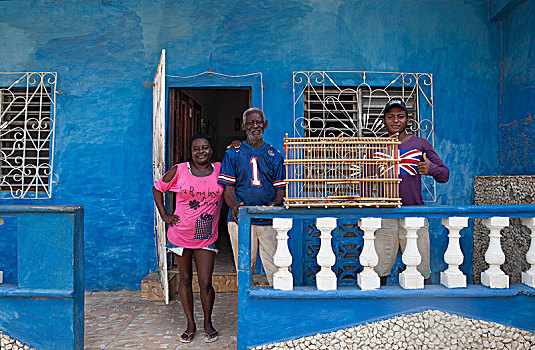 家庭,鸟笼,正面,蓝色,房子,特立尼达,古巴