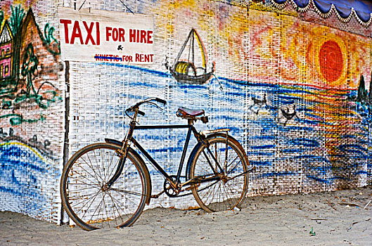 自行车,待租,海滩,果阿,印度,亚洲