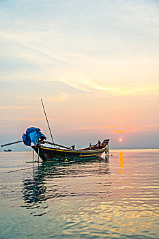 船,南海,日落,海湾,泰国,龟岛,岛屿,亚洲