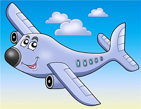 卡通,飞机,蓝色背景,天空