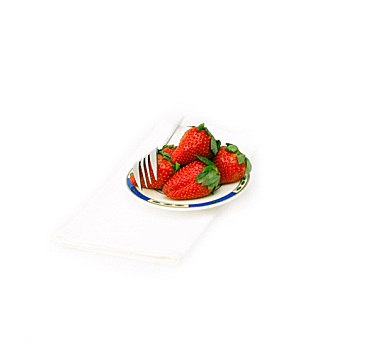 新鲜,草莓,盘子,上方,白色