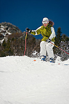 美国,佛蒙特州,专家,滑雪者,滑雪,春天,白天