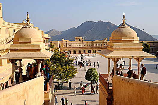 琥珀宫,院落,琥珀色,靠近,斋浦尔,拉贾斯坦邦,北印度,印度,南亚,亚洲