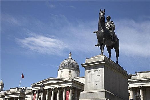 乔治四世,雕塑,特拉法尔加广场,伦敦,英格兰