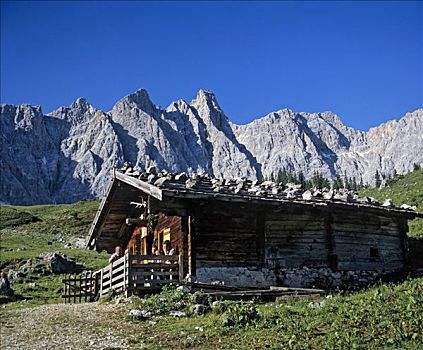 阿尔卑斯小屋,水,北方,提洛尔,奥地利