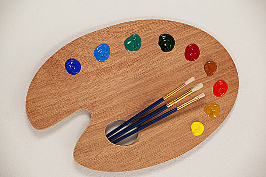 调色板,多,彩色,粉刷,木桌子