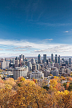 加拿大,魁北克,蒙特利尔,城市天际线,皇家山,秋天