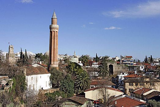 清真寺,安塔利亚,钟楼,背影,土耳其,亚洲