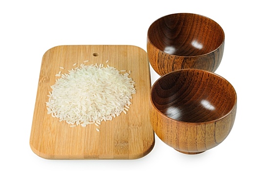 木碗,米饭,一把