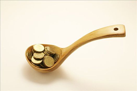 硬币,木质,长柄勺