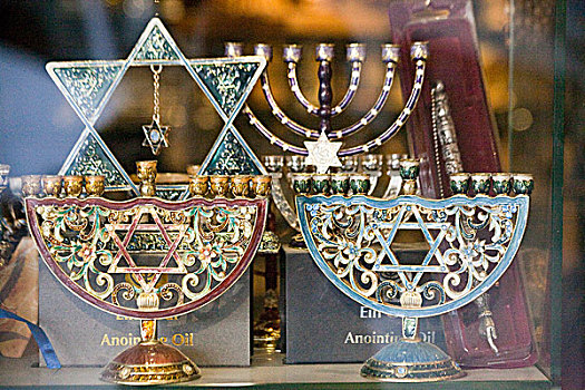 犹太,枝状大烛台,展示,宗教,橱窗,耶路撒冷,以色列