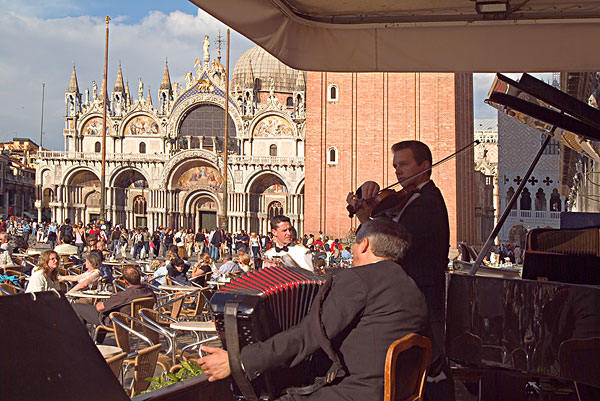 意大利,威尼斯,乐队,演奏,一堆,圣马可广场