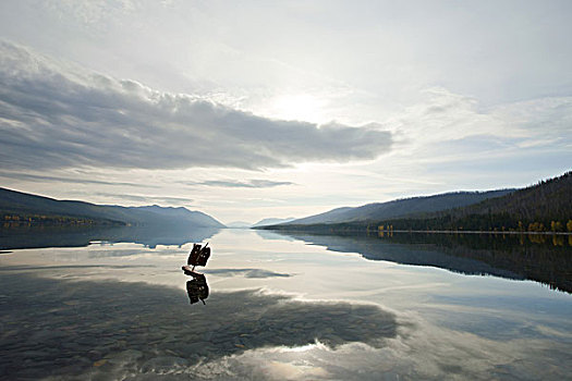 玩具船,平静,湖,冰川国家公园,蒙大拿,美国