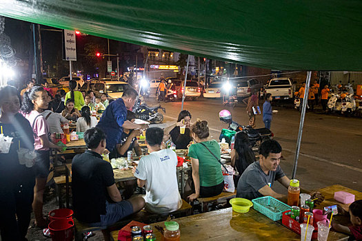 柬埔寨,金边,街道,餐馆,牡蛎,房子,烹饪,吃剩下,街上,美味,海鲜,鱼肉
